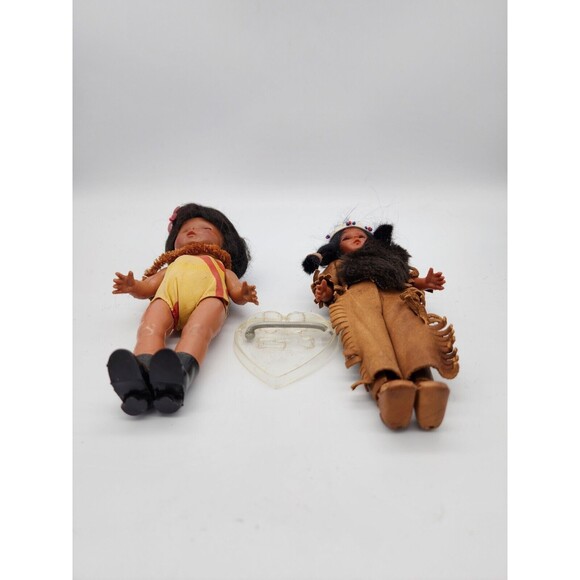 Vintage Sleeping Eye Dolls Native American & Hawaiian & Knickerbocker Doll Stand - Picture 6 of 14